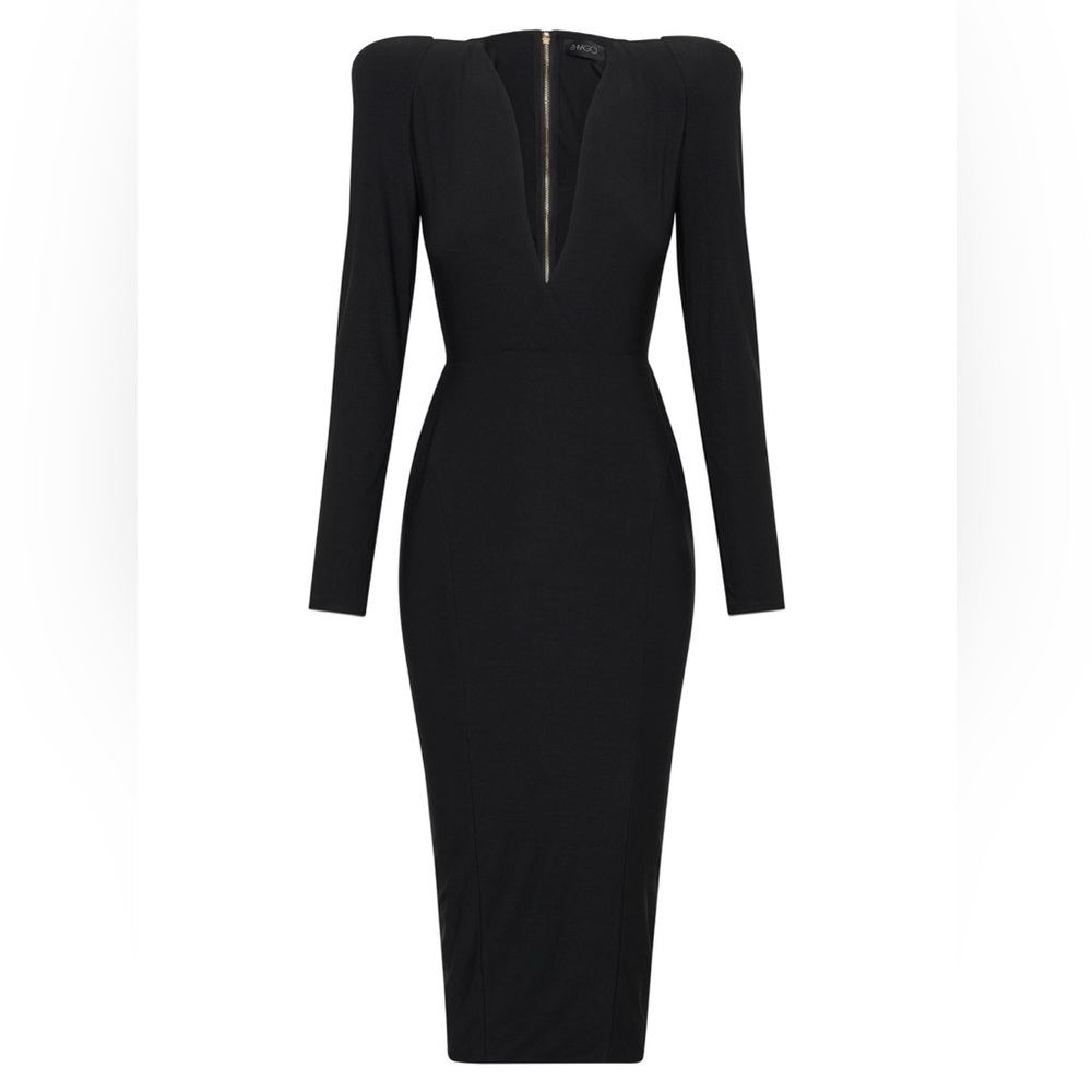 Zhivago Black Long-Sleeve Midi Dress